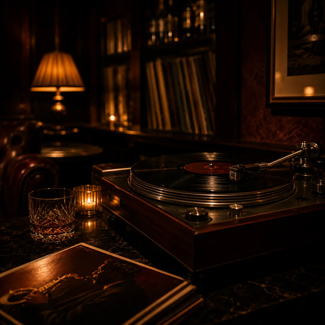 Record player and lounge music atmosphere